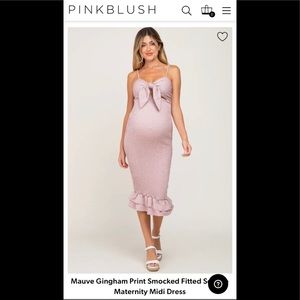 Pinkblush Maternity Mauve gingham dress size L